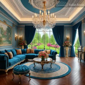 Milano Sovrana Deep Azure Velvet Custom Curtain