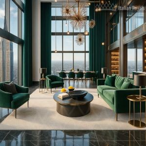 Milano Sovrana Deep Jade Velvet Custom Curtain