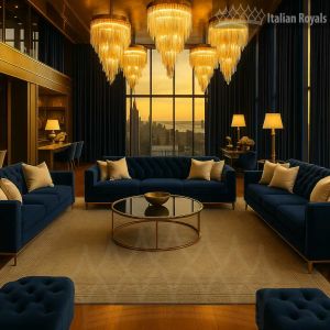 Milano Sovrana Midnight Blue Velvet Custom Curtain