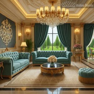 Milano Sovrana Misty Teal Velvet Custom Curtain