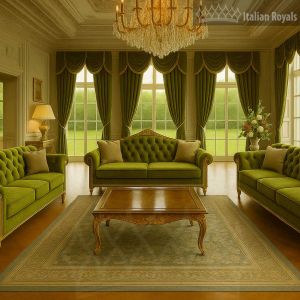 Milano Sovrana Moss Green Velvet Custom Curtain