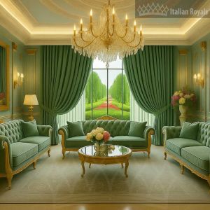 Milano Sovrana Sage Seafoam Velvet Custom Curtain