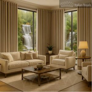 Milano Sovrana Soft Mushroom Velvet Custom Curtain