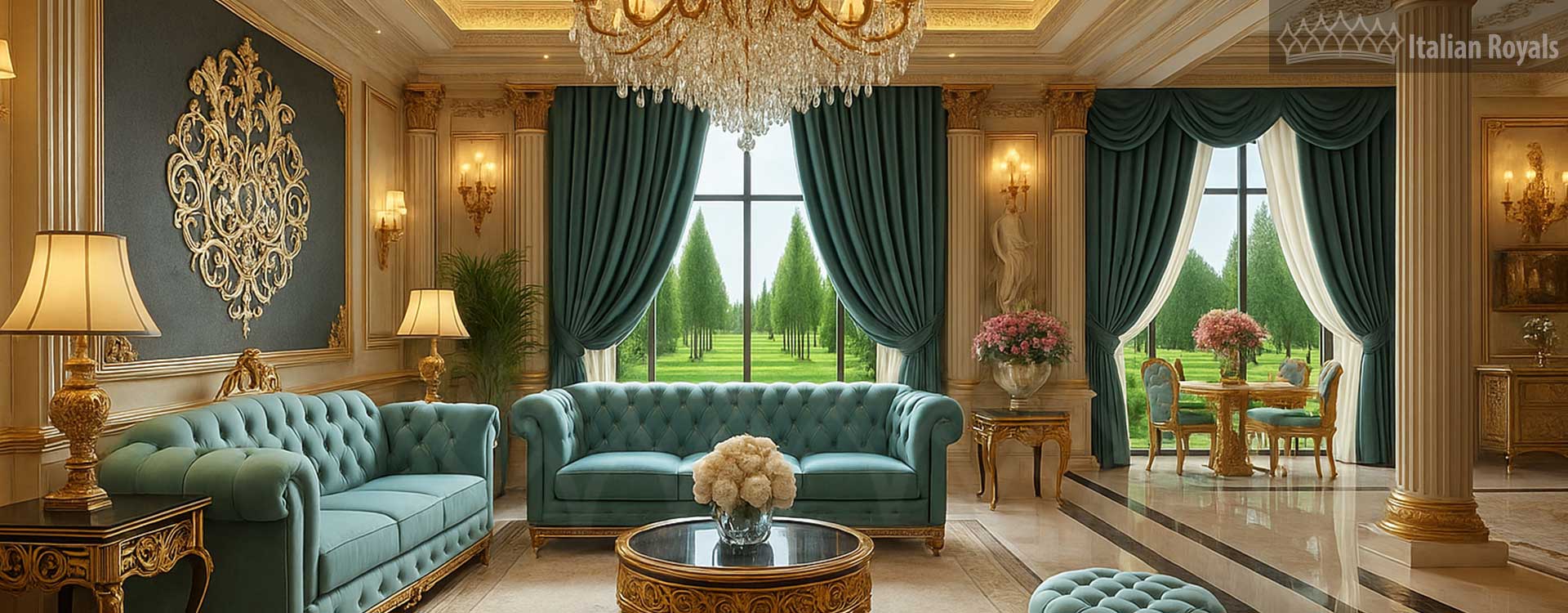 American Misty Teal Velvet Luxury Custom Curtain
