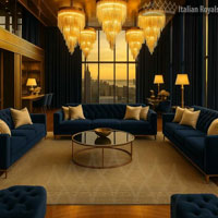 Milano Sovrana Midnight Blue velvet custom curtain