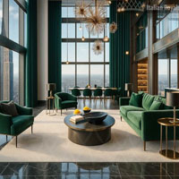 Milano Sovrana Deep Jade velvet custom curtain