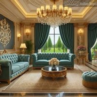 Milano Sovrana Misty Teal velvet custom curtain